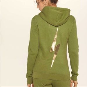 Aviator Nation Olive Green Bolt Hoodie XSmall